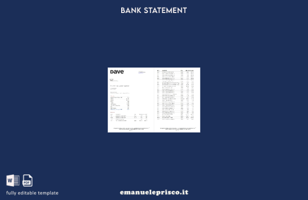 modello di pagine di parole dell'estratto conto bancario di Dave stile verificat